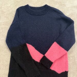 Colorblock Sweater - Navy, Pink, and Black